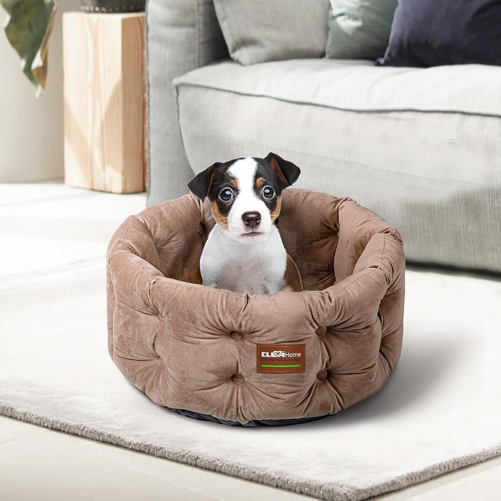 Home Deep Nest Cat Beds for Indoor Cats, Washable Round Cat Bed, Cute Kitten Bed with Anti-Slip Bottom for Kitty