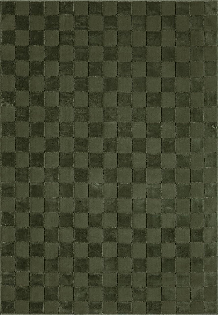 Green Checkered Area Rug - - Chunky, Plush and Soft Washable Carpet - Perfect - Plush Deco Collection