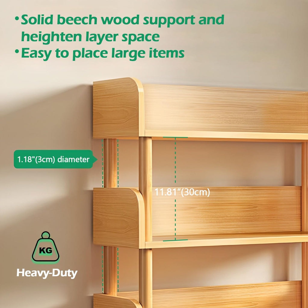 4-Tier Wooden Open Bookcase, Oak