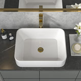 Sarlai Vessel Sink Rectangular - 19"x15" White Bathroom Sink Rectangle Above Counter Porcelain Ceramic Bathroom Vessel