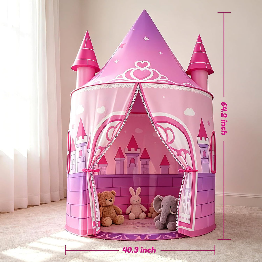 Princess Tent Girls, Kids Castle Play Tent, Large Indoor Playhouse, 64.2" H