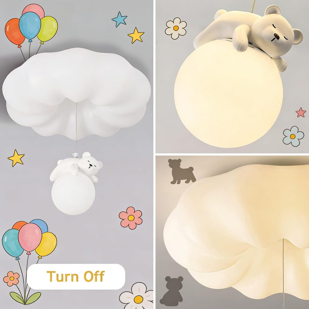 Cloud Ceiling Lights Modern Dimmable LED Ceiling Light Remote Control Bear Rabbit White Kids Ceiling Light Flush