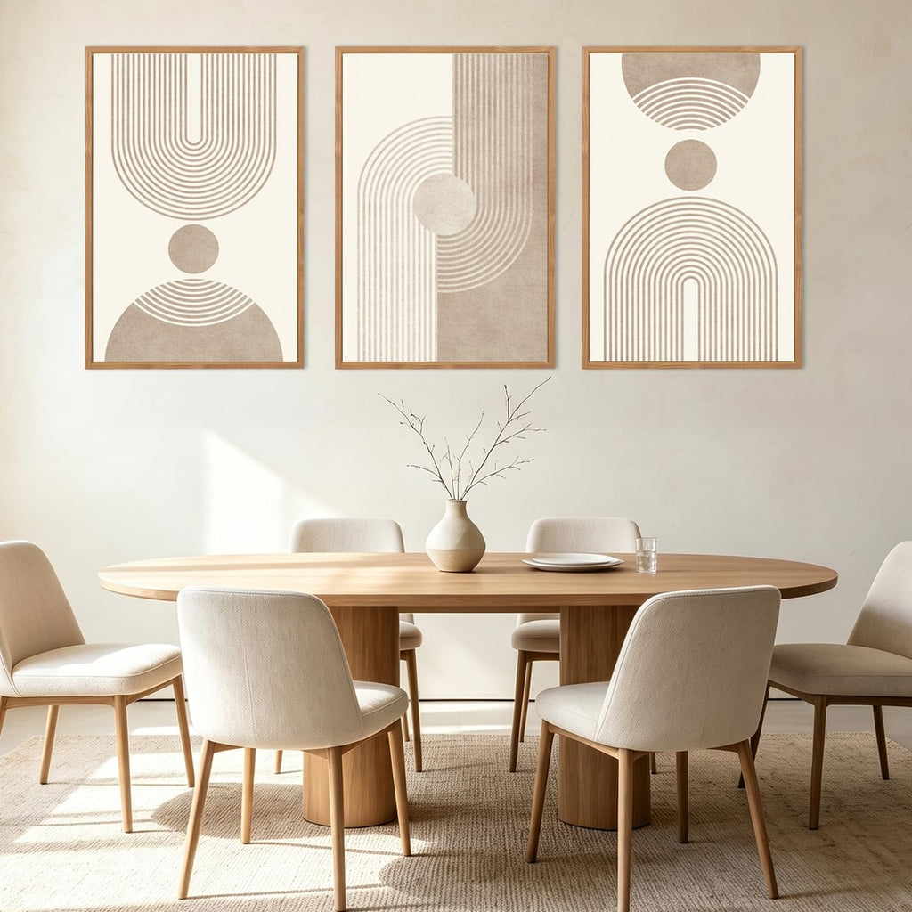 Neutral Abstract Wall Art Beige Large Wall Decor Boho Mid Century Modern Artwork Art Print Bedroom Office 24"x36" Set