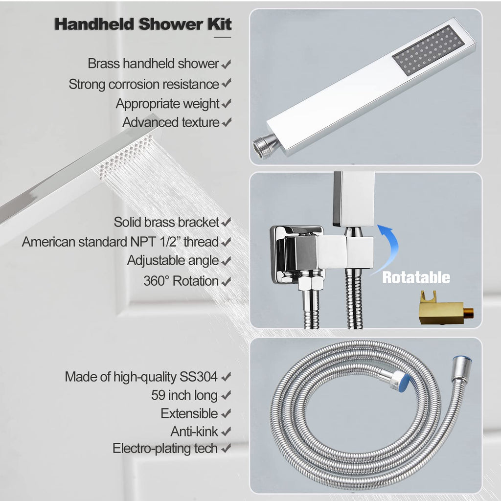 Shower Faucet Set Polished Chrome 8inch shower system with handheld