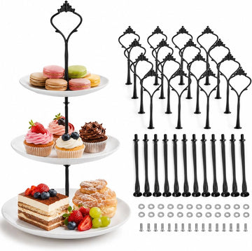 Tiered Tray Hardware Kit, Crown Handle Black 3-Tier - Set of 15
