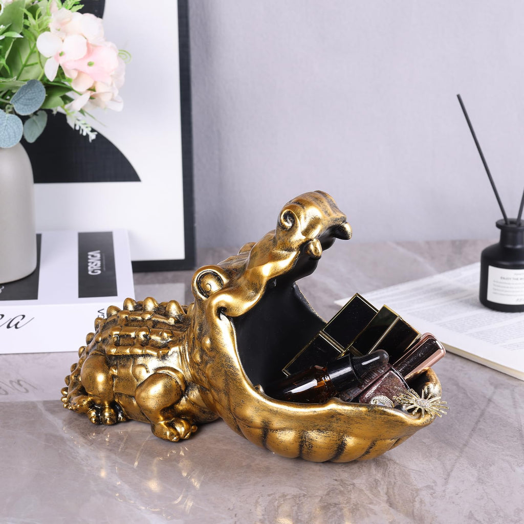 Alligator Statue Key Bowl, Fun Animal Statue Candy Dish Decorative Bowl, Office Candy Dish, Big Mouth Sculpture Home