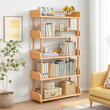 5-Tier Wooden Open Bookcase, Oak