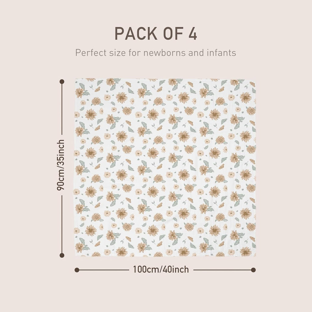 Muslin Swaddle Blankets 4Pk Receiving Blanket Large 35" x 40"