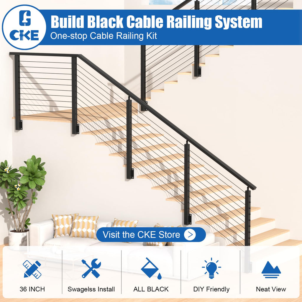 Flat Handrail Accessories, Aluminum Black Corner Connector for Handrail, 90 Degree Sleeve for Deck Cable Railing Post