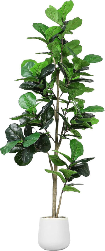 7ft Artificial Fiddle Leaf Tree Faux Plant Fake Ficus Lyrata Silk Trees