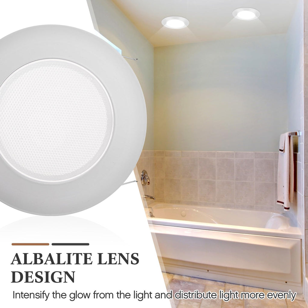 2 Pcs 6 in Shower Trim Recessed Light Covers with Albalite Lens