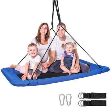 60" Large Platform Tree Swing for Kids, Rectangular Swings with Adjustable Rope, Durable Steel Frame, Easy to Assemble