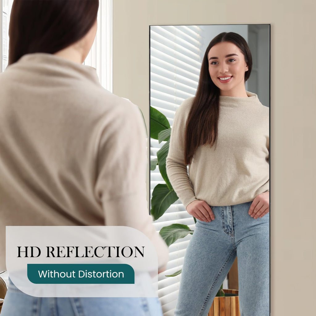 64"x21" Full Length Mirror, Full Body Floor Mirror, Black