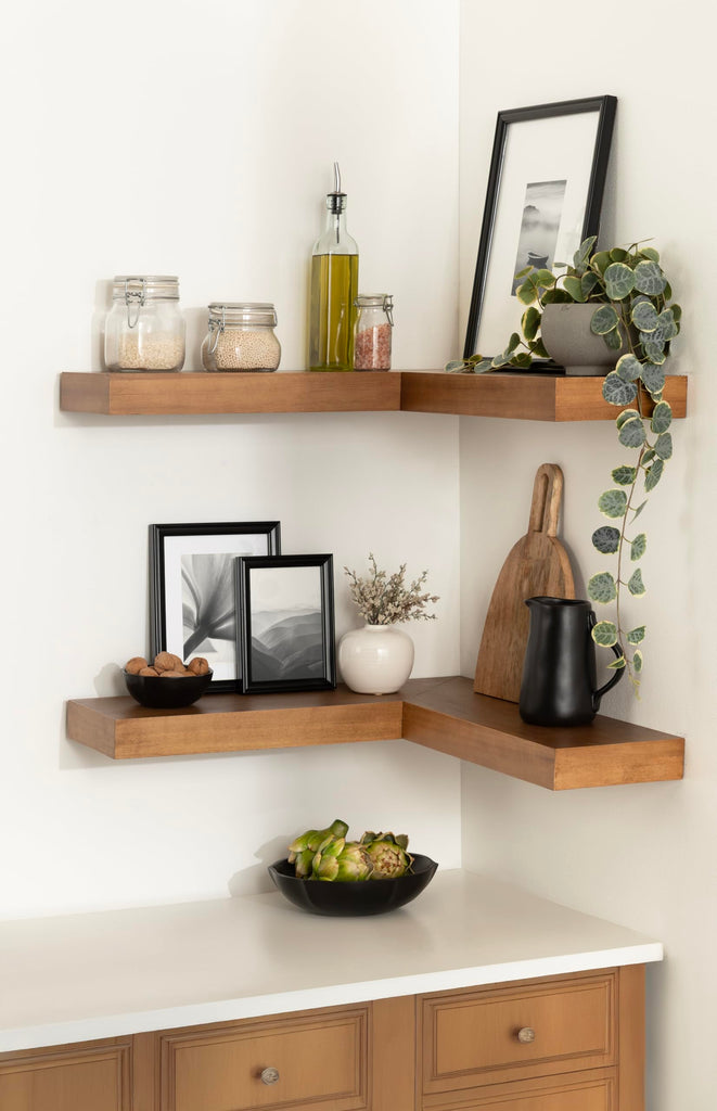 Havlock 26 Inch Modern Two-Piece Corner Shelves Set