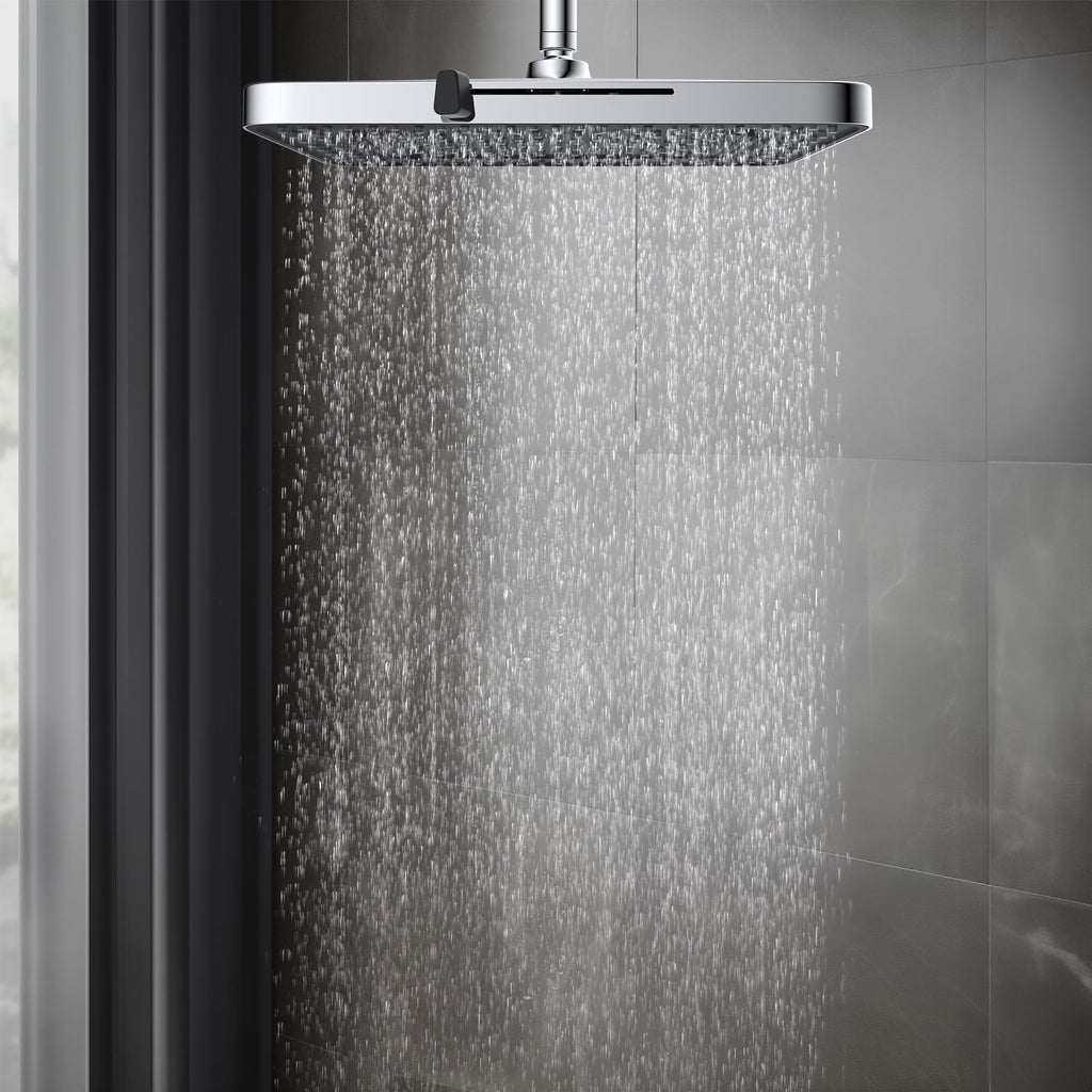 CUPC Certified 5 Spray Modes Shower Head, 13'' High Pressure Large Rainfall Shower Head, High Flow Waterfall Bathroom