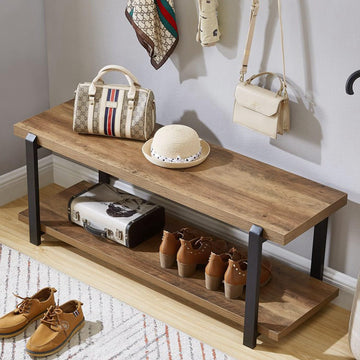 Entryway Bench, Industrial Shoe Storage Bench Living Room, Modern Indoor Bench Seat Front Door Entrance, Easy