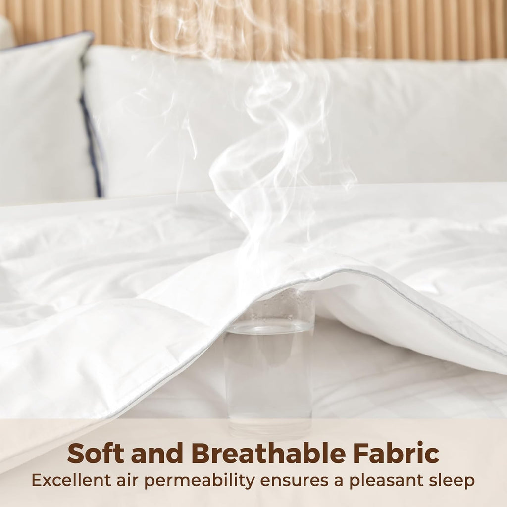 Goose Feather Down Comforter Full/Queen - All Season Duvet Insert Ultra Fluffy Soft 100% Cotton Shel