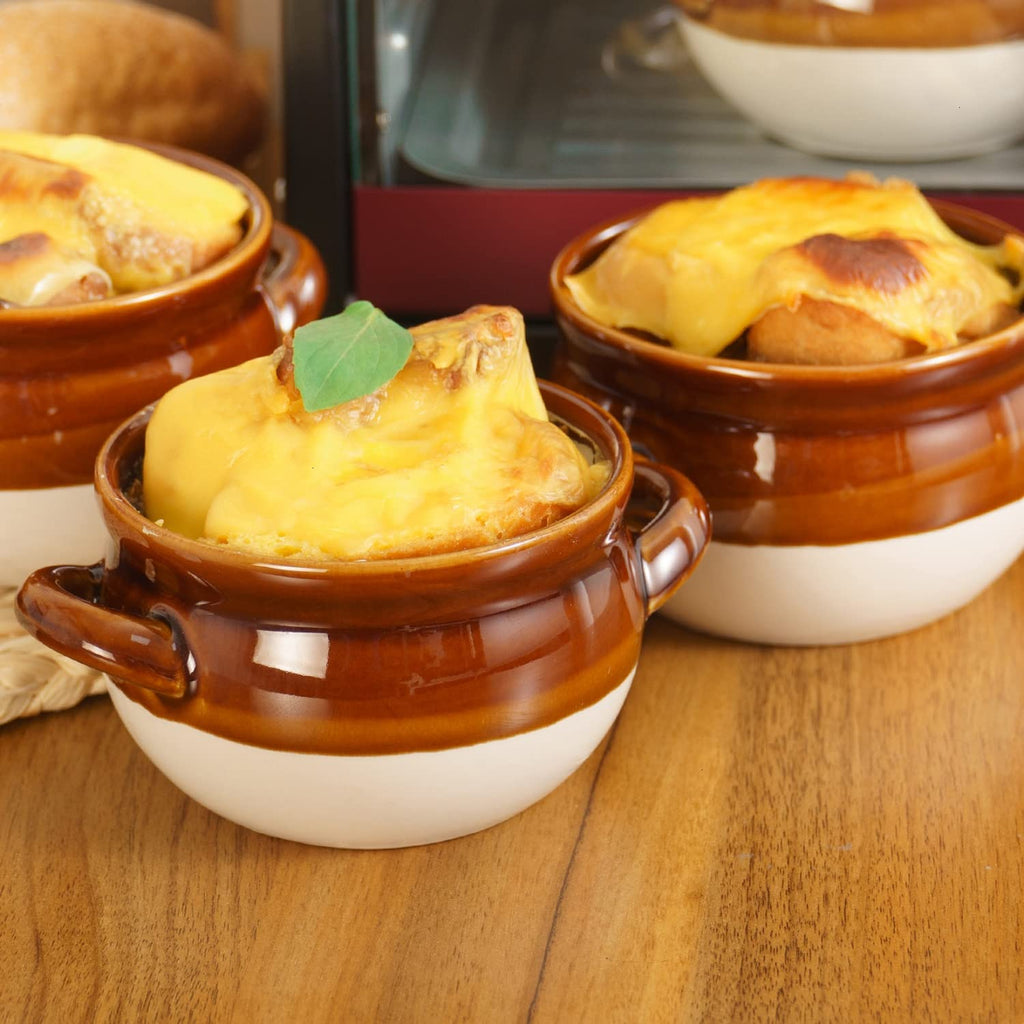 French Onion Soup Bowls with Handles, 16 Oz Ceramic Soup Serving Bowl Crocks - Oven Safe Bowls for Chili, Beef Stew