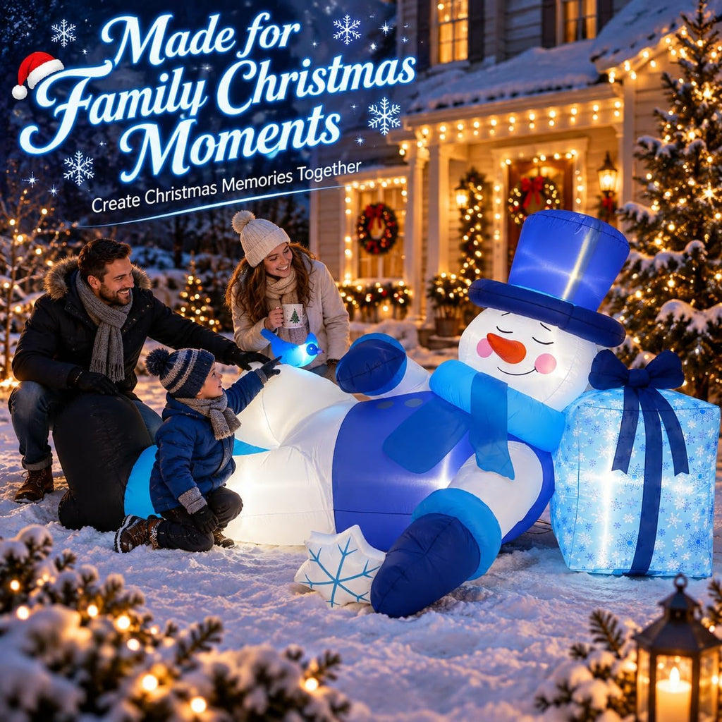 9.8FT Long Christmas Inflatable Reclining Snowman Outdoor Decorations