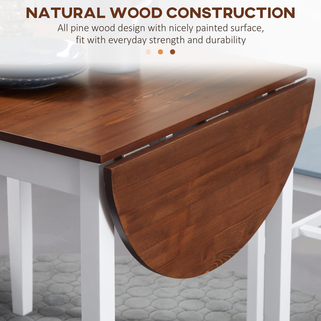 55" Solid Wood Folding Dining Table for 4-6 People, Brown