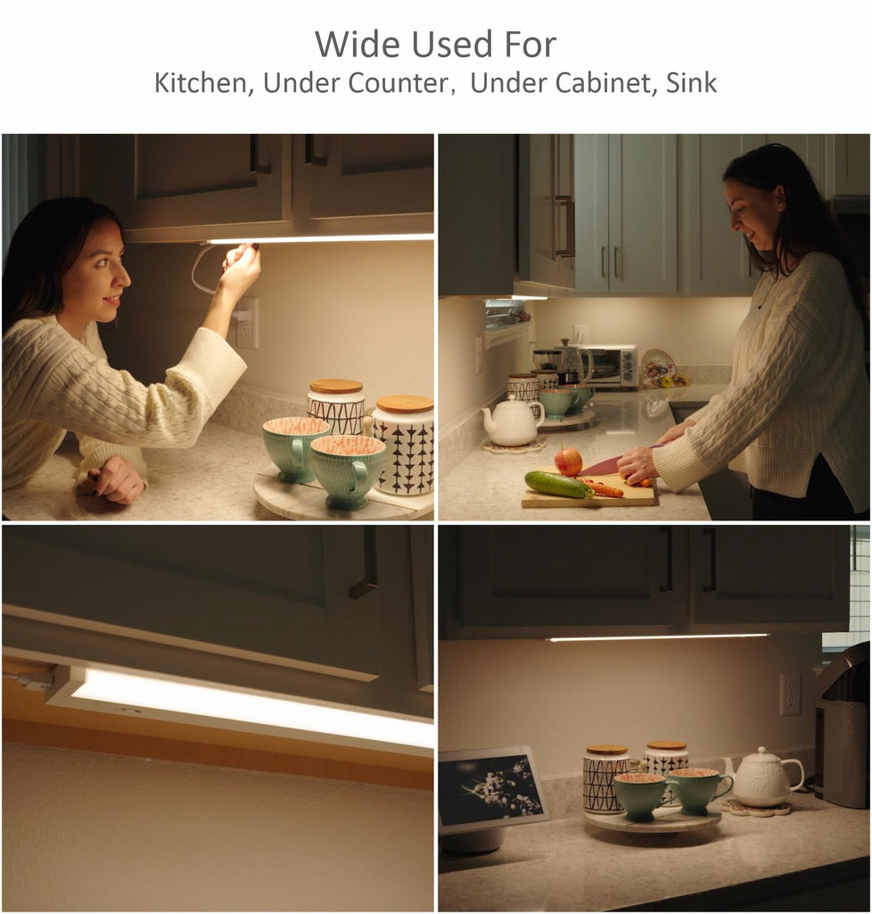LED Under Cabinet Lighting Hardwired or Plug in, 12 Inch 6W, Dimmable 5 Color 2700K/3000K/3500K/4000K/5000K, Linkable