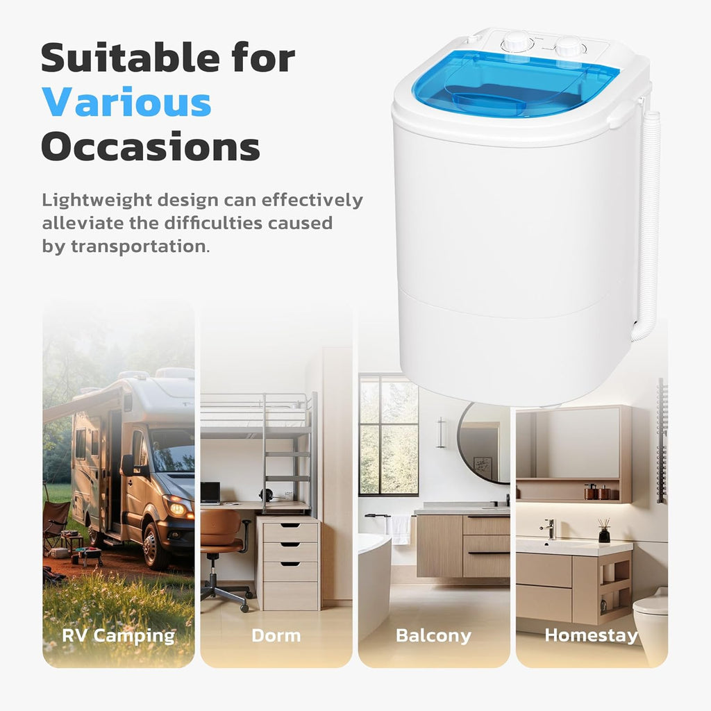 Portable Washing Machine, 5.5 Lbs Compact Mini Portable Washer, 110V Single Tub Laundry Washer Machine for Apartments