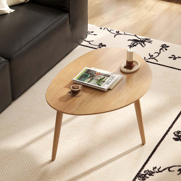 Small Oval Coffee Table, Mid Century Modern Coffee Table, 100% Solid Oak Wood Side Table End Tables (Original Wood