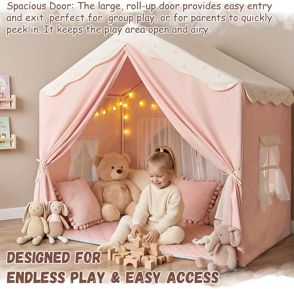 Kids Play Tent with Double Door Children's Playhouse Tents Castle for Girls