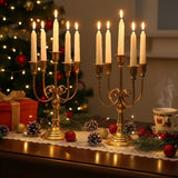 2Pcs Gold Candelabras Centerpieces for Tables, 11.8" Candlestick Holder for Taper Candles, 5 Arm Brass Candelabra