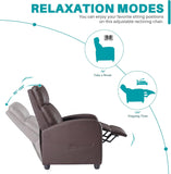 Recliner Chair PU Leather Recliner Sofa No Massage, Home Theater Seating with Lumbar Support