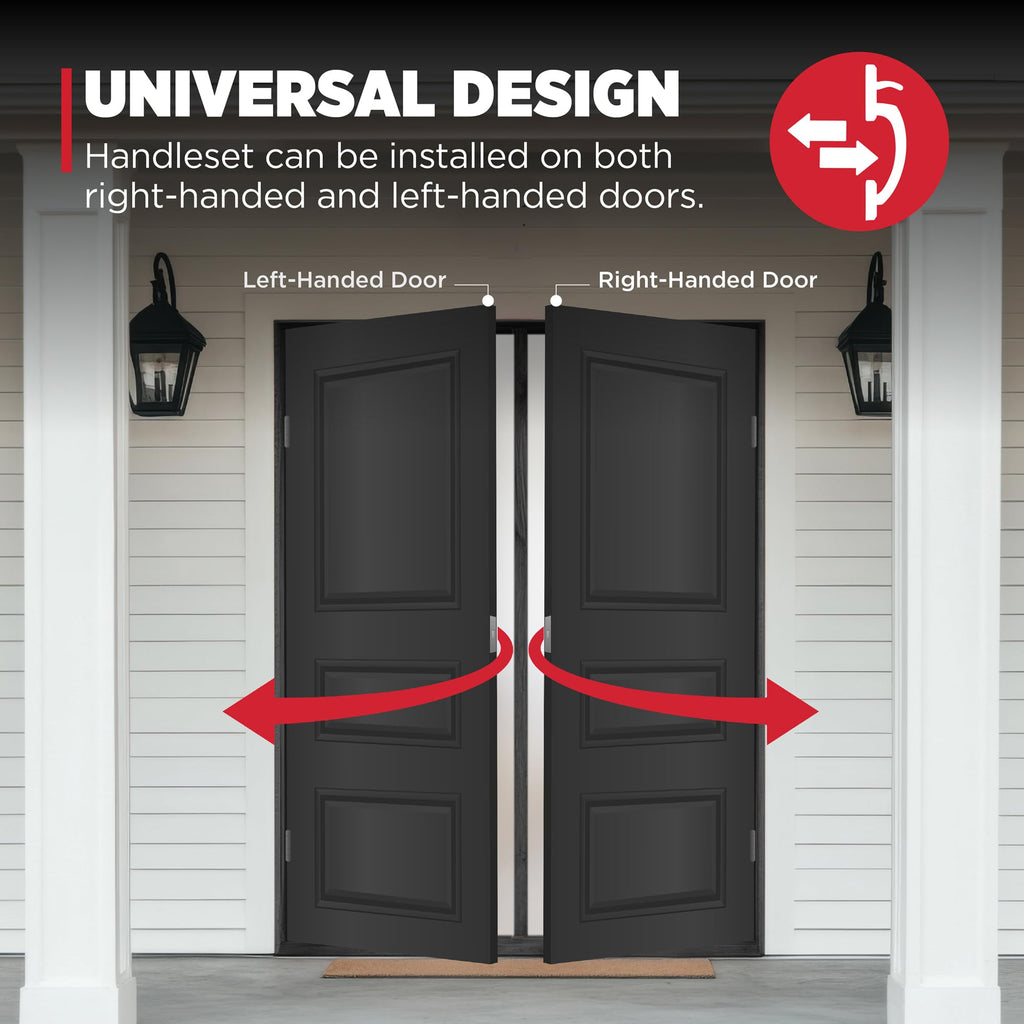 Prague Front Door Lock Handle and Deadbolt Set, Entry Handleset Exterior with Round Pismo Interior Door Knob, Matte