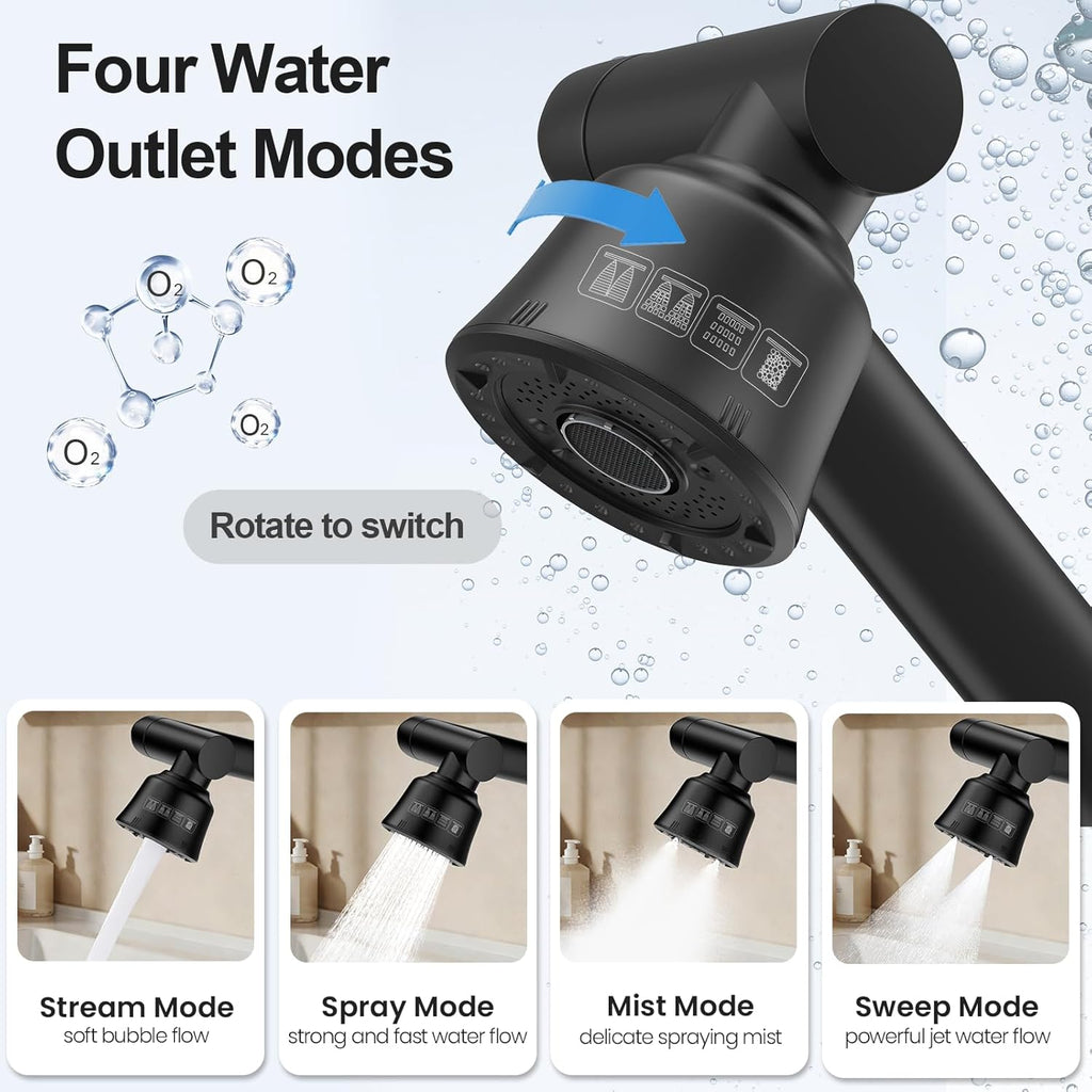 Bathroom Sink Faucet, FunnyAir Stainless Steel 1080° Rotatable Faucet for Sink 1 Hole or 3 Holes
