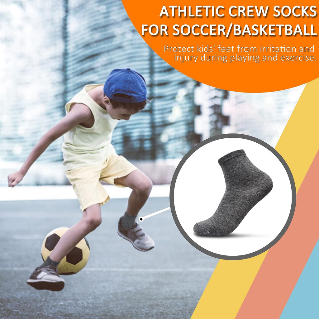 Kids Crew Socks, 20 Pairs Mid Cut Socks for Kids