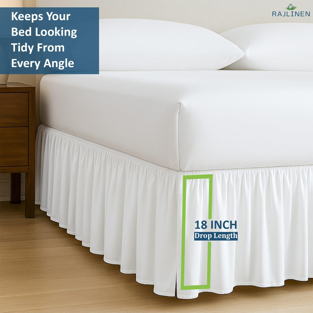 Ruffled Bed Skirt Twin, 18 Inch Drop Dust Ruffle with Split Corners, 100% Microfiber Bedskirt with Platform