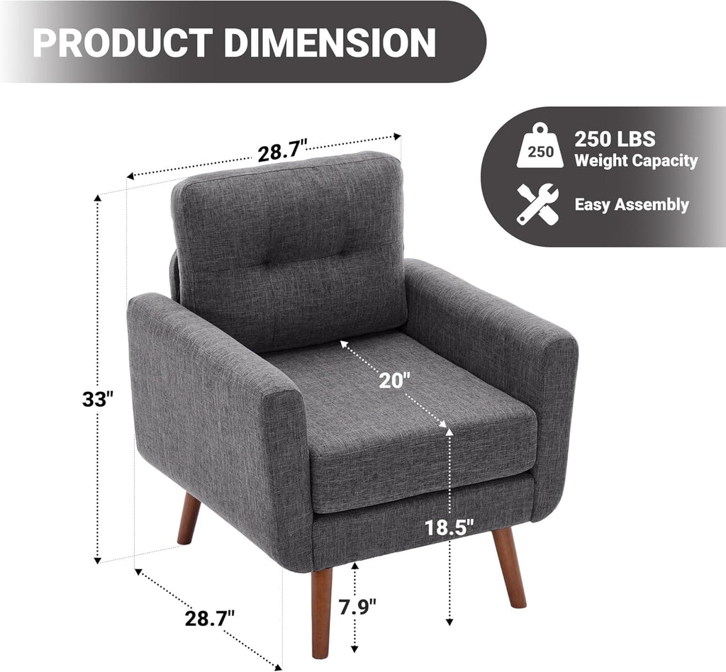 Accent Chair, Reading Chair, Mid Century Modern Arm Chair, Button Tufted Upholstered Accent Chairs Sofa with Solid