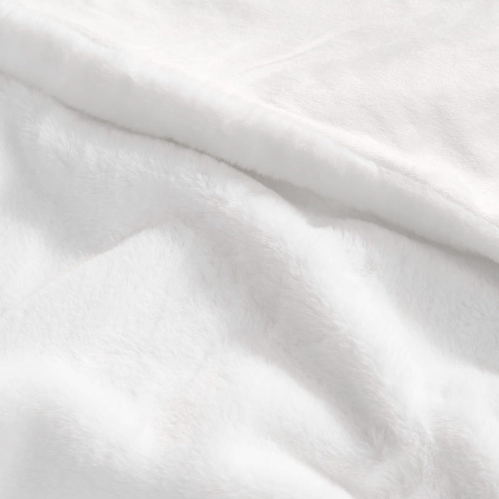 White Solid Rabbit Mink Faux Fur Throw Blanket - 50"X70" - Plush Faux Fur Blanket for Sofa or Bed