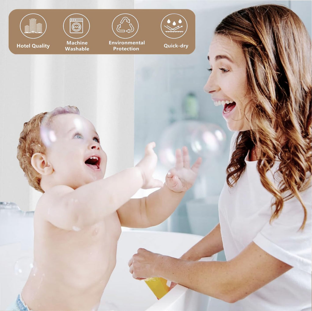 Stall Fabric Shower Curtain Liner with Large Magnets, Extra Long 54 x 84 inches Soft Cloth & Hotel Quality Shower