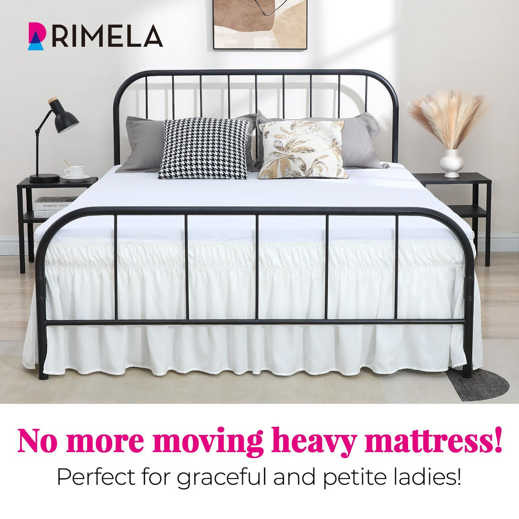 Full Bed Skirt 15 Inch Drop, Elastic Wrap Around with Split Corners