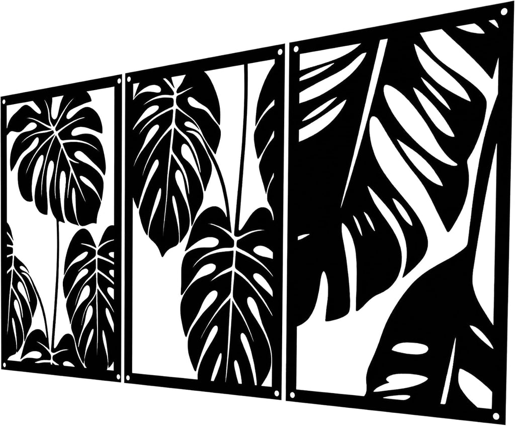 Metal Wall Art, Monstera Leaf Decor - Set of 3
