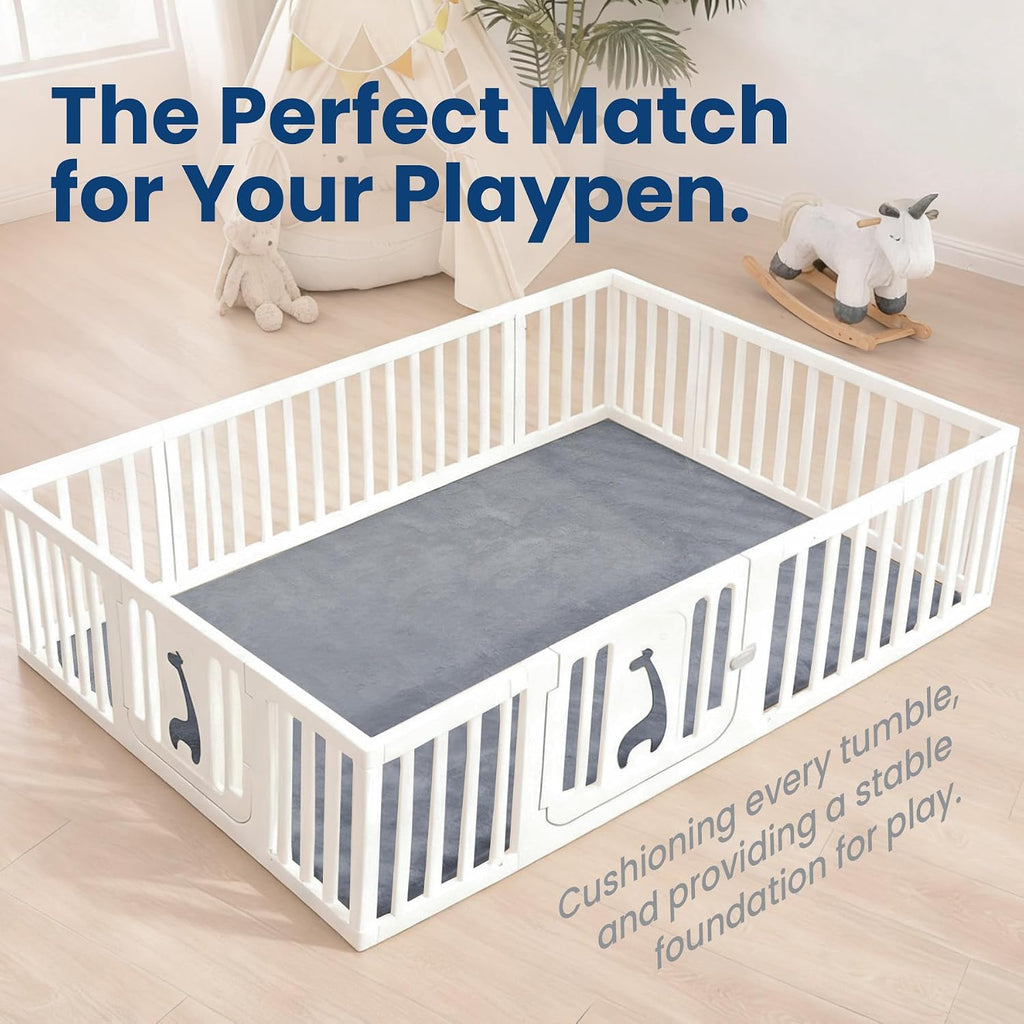 Play Mat for Floor, Thick 74"×50" Playpen Mat (Dark Grey)