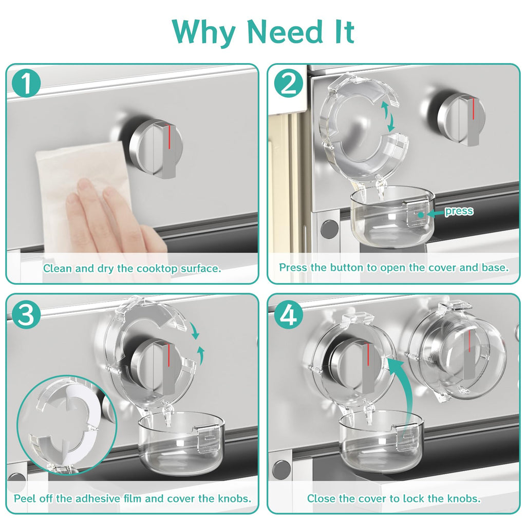 Stove Knob Covers for Child Safety - 5 Pack Upgraded Gas Stove Knob Covers