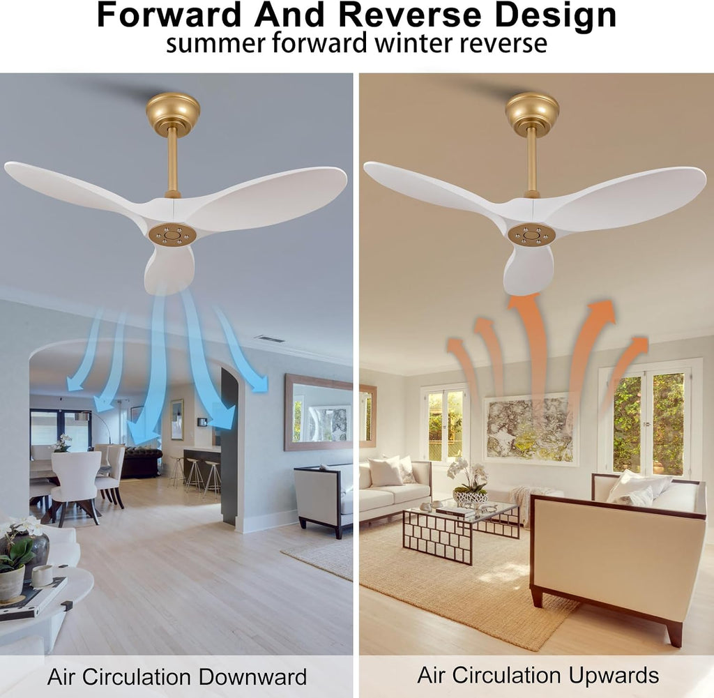 Inspired Maverick Style 36 Inch Solid Wood Ceiling Fan with Remote,White and Gold Ceiling Fan no Light, 6 Speeds, Reversible DC Motor, Modern Ceiling Fans without Lights for Outdoor Indoor Office Farmhouse Patios A101-B0DQ84N88M