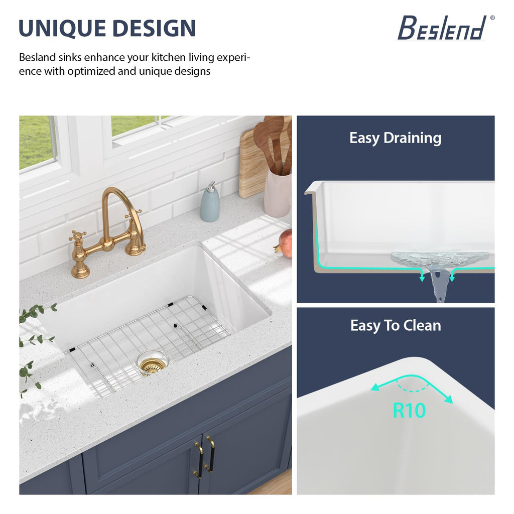 27 Inch Undermount White Kitchen Sink
