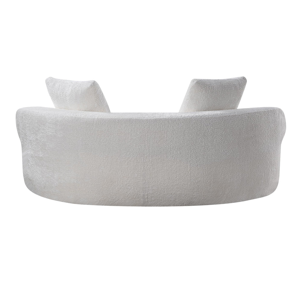 80" Boucle Curved Modular Boneless with 2 Pillows, White