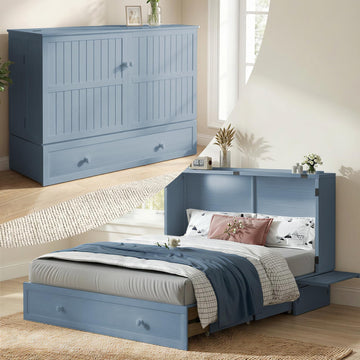 Murphy Bed Queen Mattress - Guest Room Bed Cabinet with Storage