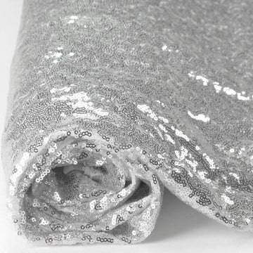 54-Inch x 4 Yards Silver Sequins Fabric by the Bolt - Sewing Craft Bridal Supplies