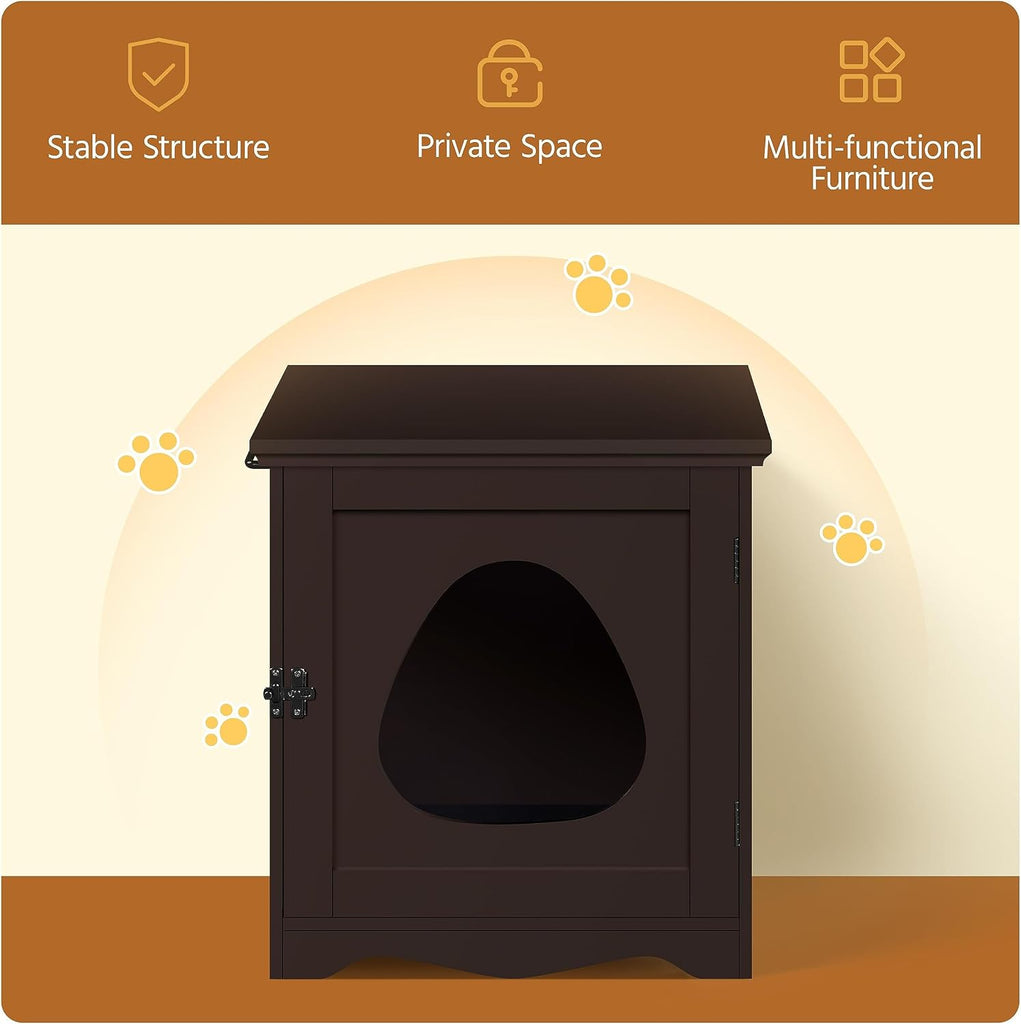 Cat Litter Box Furniture, Indoor Litter Box Enclosure Hidden Kitty Washroom Night Stand Decorative House Side Table
