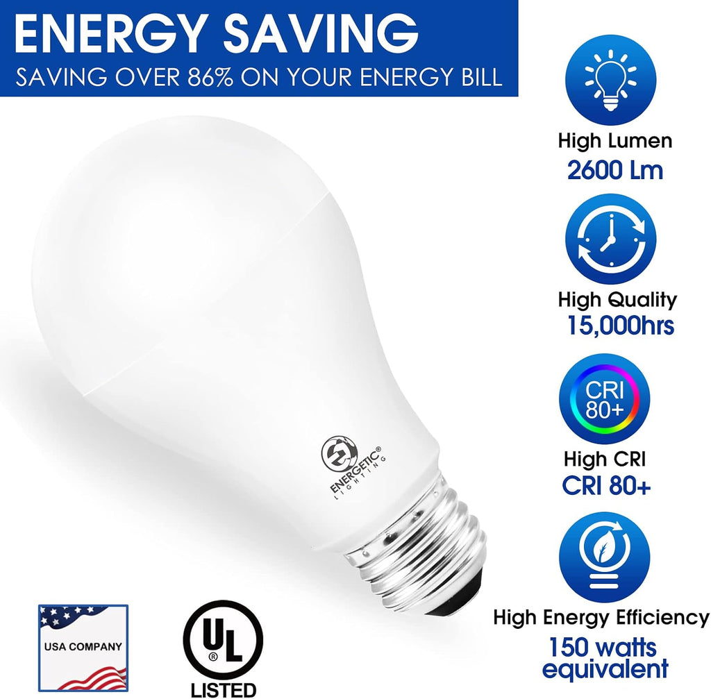 Super Bright Light Bulb 150 Watt Equivalent A21 LED Light Bulb, Daylight 5000K, E26 Base, 2600 High Lumens LED Bulb