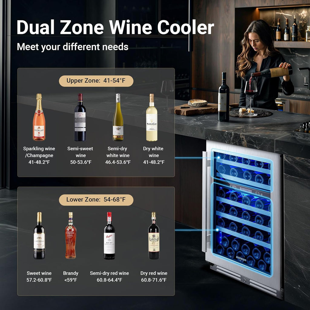 COOLER Wine Fridge & Cooler - 24 Inch 56 Bottle Wine Cooler Refrigerator, 41