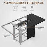 60 Inch Propane Firepit Table - Outdoor Rectangular Aluminum Fire Table w/Wind Guard - 50,000 BTU Gas Fire Pit with Glass Beads and Waterproof Cover - Image 3